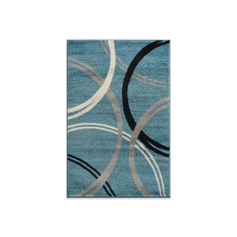 WRG Toscana Blue 2 ft. 7 in. x 4 ft. Modern Abstract Circles Indoor Area Rug 377BLUE27x4