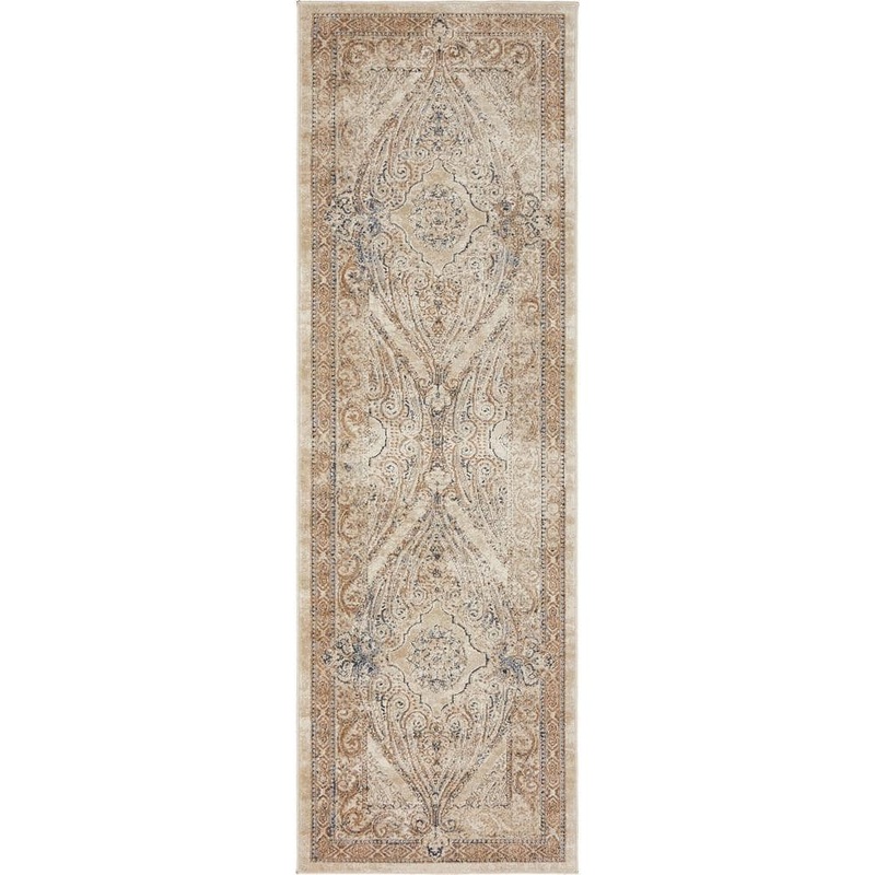 Unique Loom Chateau Collection Area Rug – Wilson (2 ft.  x 6 ft. 9 in. Runner Beige/Blue) 3136066