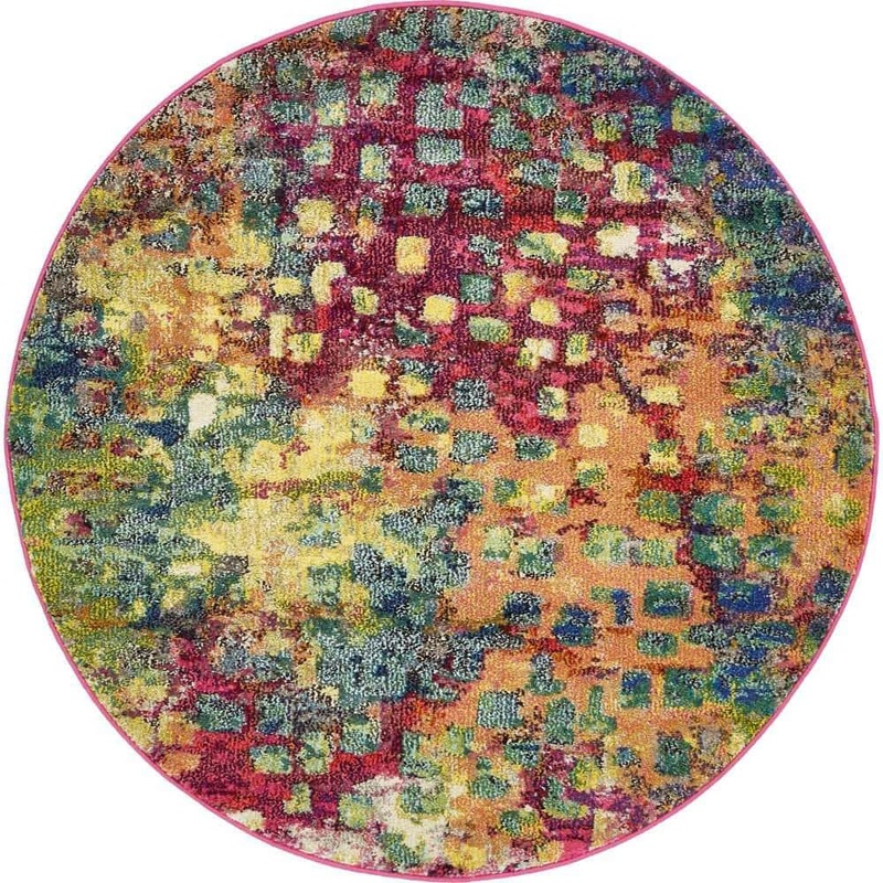 Unique Loom Jardin Ivy Multi 4′ 0 x 4′ 0 Round Rug 3132826