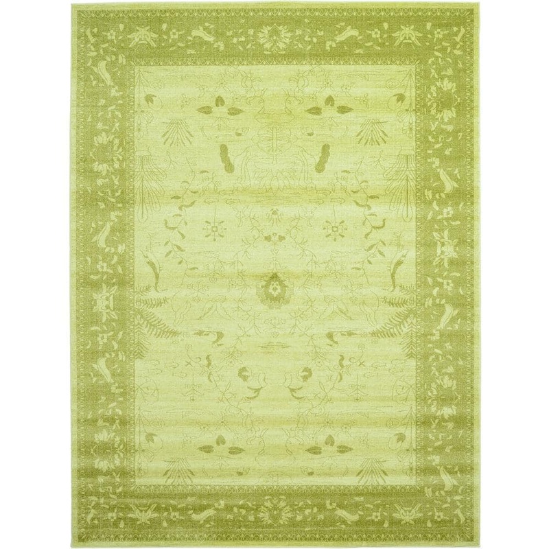 Unique Loom La Jolla Floral Light Green 9′ 0 x 12′ 0 Area Rug 3114666
