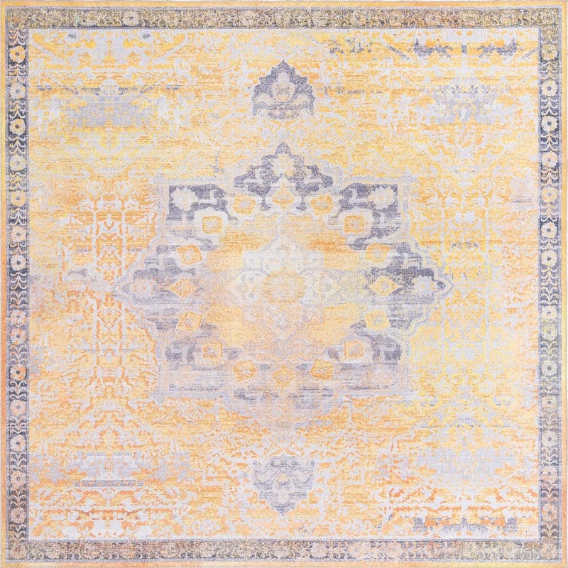 Unique Loom Renaissance Roma Tuscan Yellow 10 ft. Square Machine Washable Area Rug 3166836