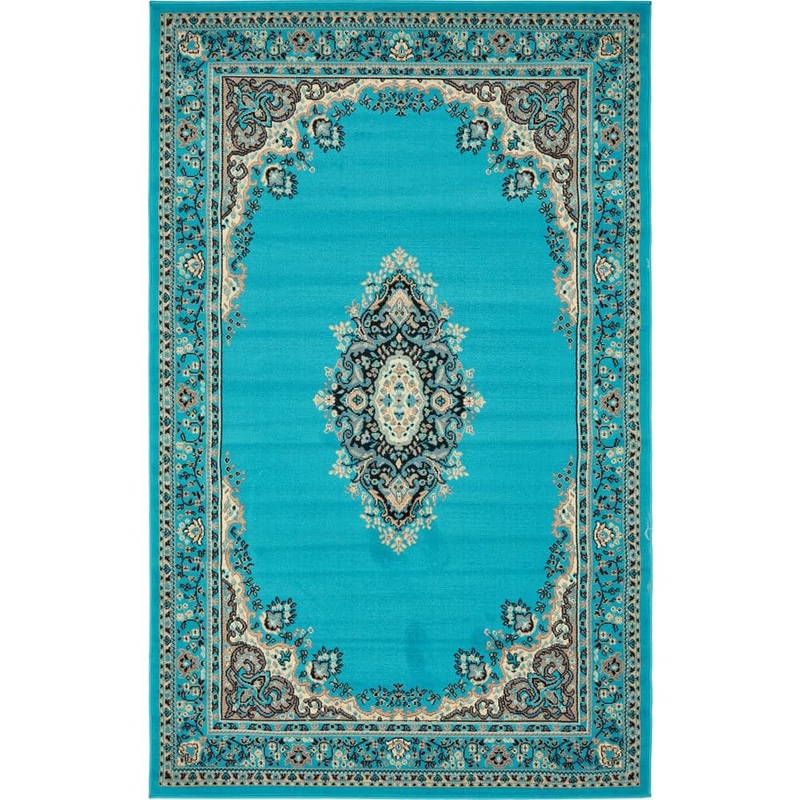 Unique Loom Reza Washington Turquoise 5′ 0 x 8′ 0 Area Rug 3134464