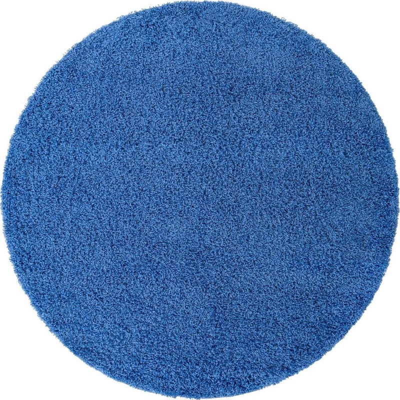 Unique Loom Solid Shag Collection Area Rug (7 ft. 10 in. Round Periwinkle Blue) 3128122