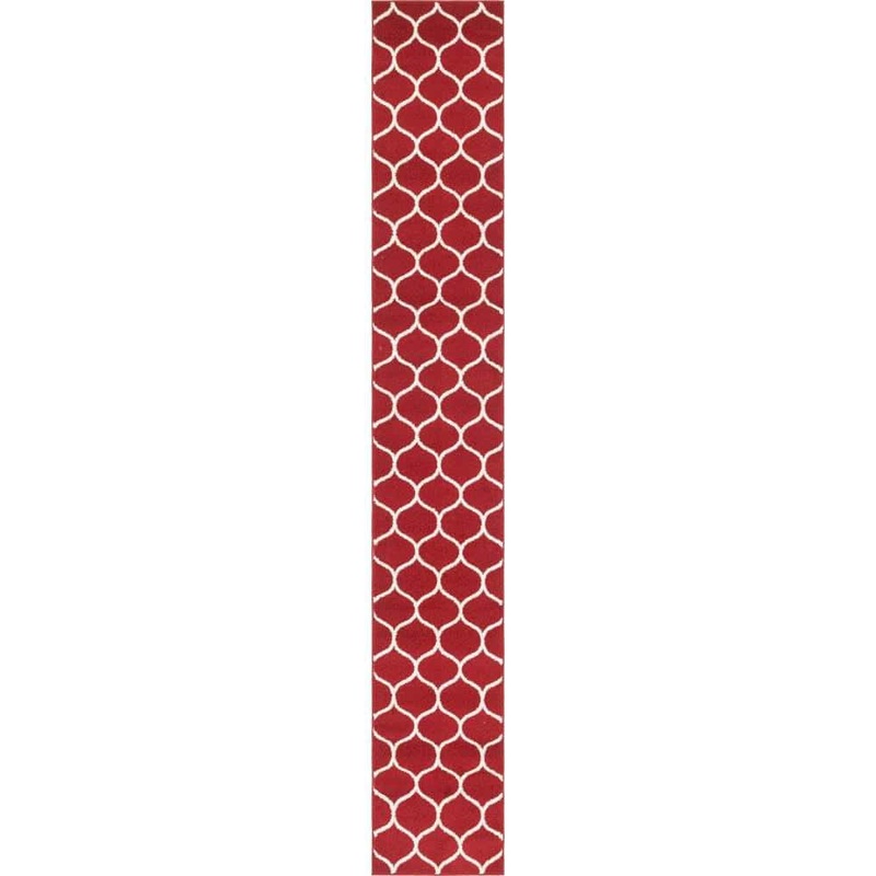 Unique Loom Trellis Frieze Rounded Red 2 ft. x 13 ft. Rug 3146732