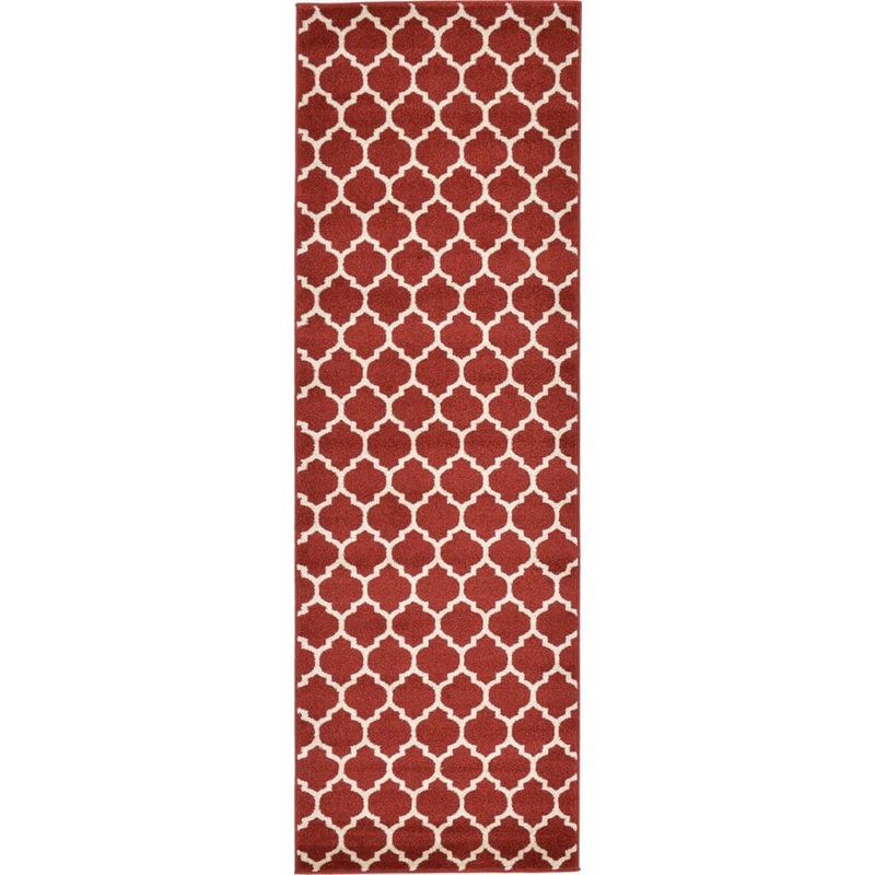 Unique Loom Trellis Philadelphia Red/Beige 2′ 7 x 8′ 0 Runner Rug 3128590