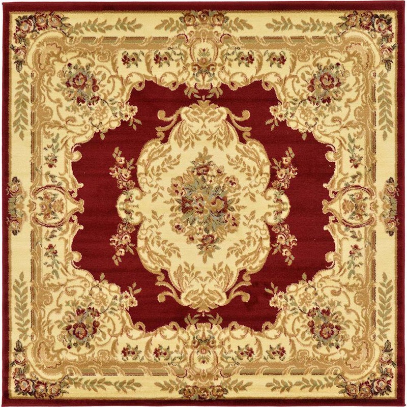 Unique Loom Versailles Leon Red 6′ 0 x 6′ 0 Square Rug 3128189