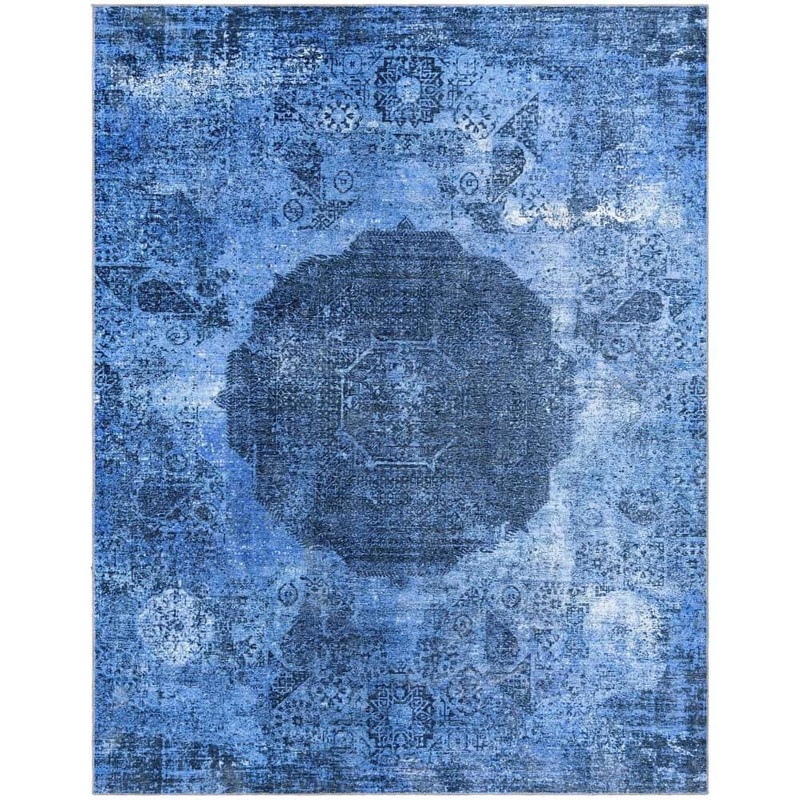 Unique Loom Yara Nayer Overdyed Blue 7 ft. 1 x 10 ft. Area Rug 3181919