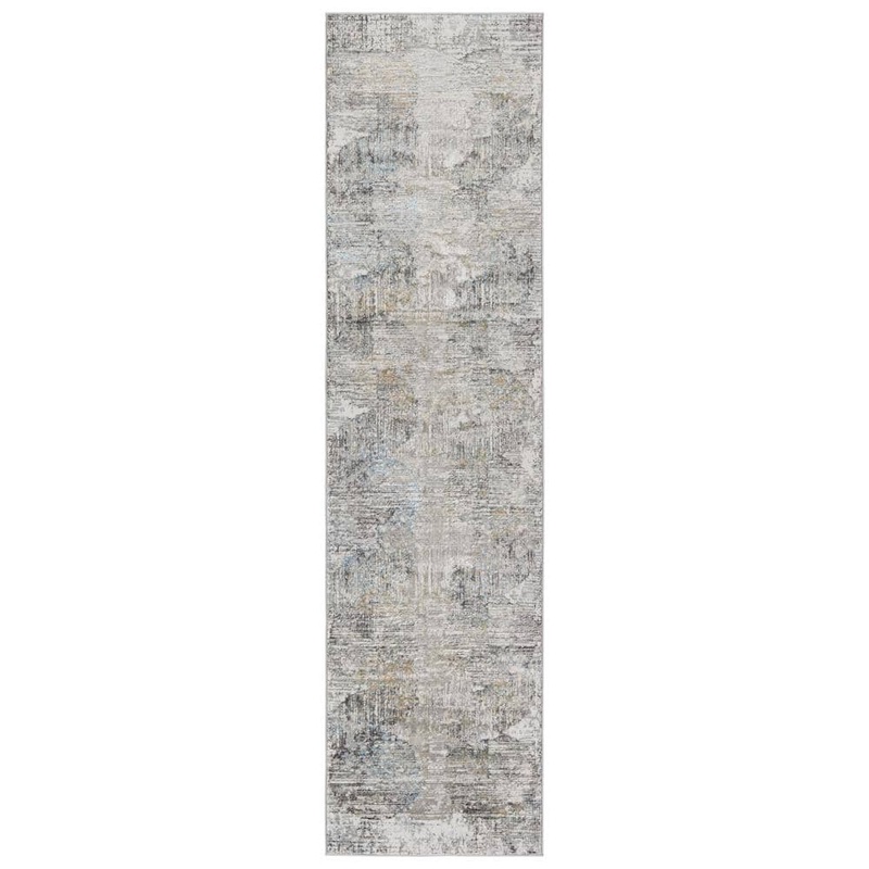 VIBE BY JAIPUR LIVING Lavorre Gray/Gold 2 ft. 6 in. x 10 ft. Abstract Runner Area Rug RUG152824