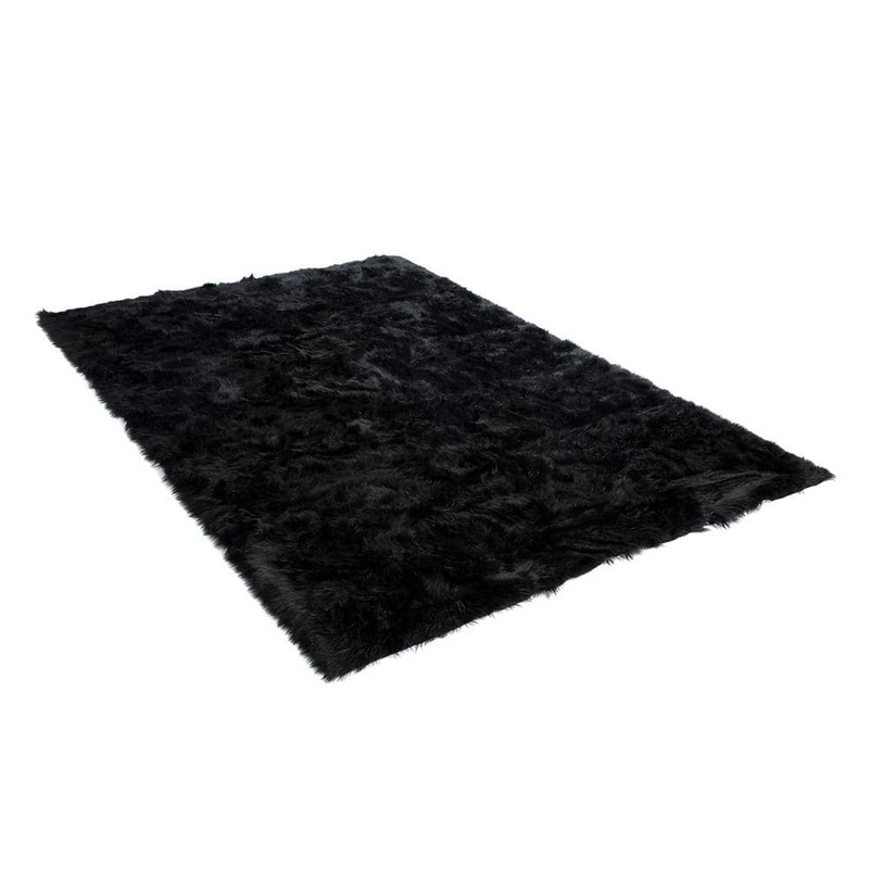 Walk on Me Faux Fur Area Rug Luxuriously Soft and Eco Friendly 8 ft. x 10 ft. Black 81012