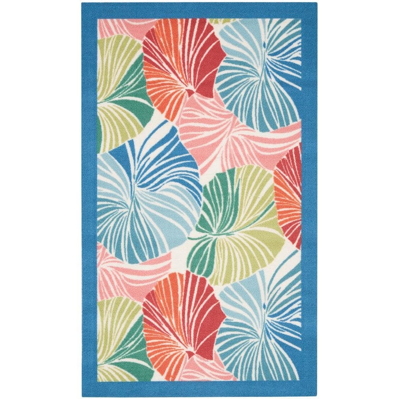 Waverly Sun N’ Shade doormat 2 ft. x 4 ft. Botanical Contemporary Area Rug 853455