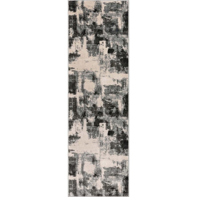 Well Woven Barclay Kalia Modern Abstract Grey Black 2 ft. 3 in. x 7 ft. 3 in. Runner Area Rug 545572