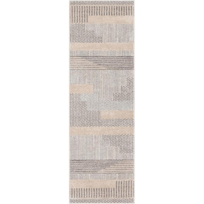 Well Woven Beige 2 ft. 3 in. x 7 ft. 3 in. Runner Harlow Briar Modern Geometric Abstract Area Rug HAR-12-2