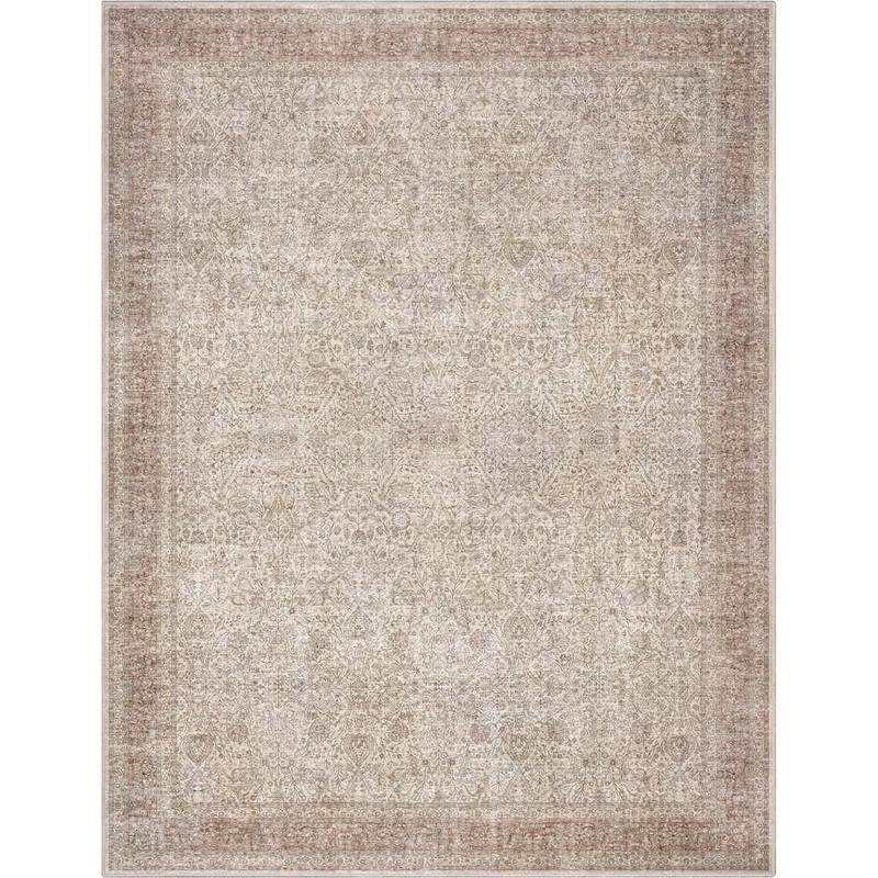 Well Woven Beige 9 ft. 10 in. x 13 ft. Flat-Weave Asha Isolde Vintage Oriental Botanical Area Rug W-AS-08B-8