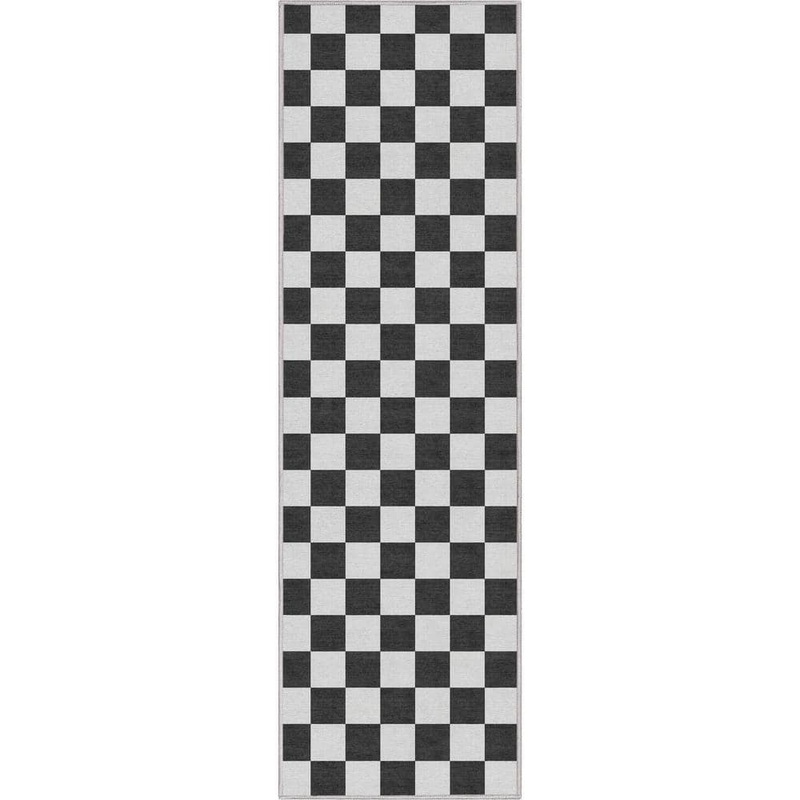 Well Woven Black 2 ft. 3 in. x 7 ft. 3 in. Runner Flat-Weave Apollo Square Modern Geometric Boxes Area Rug W-SQR-01A-2