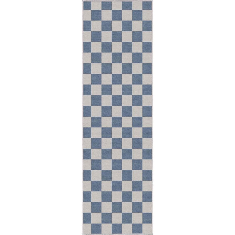 Well Woven Blue 2 ft. 3 in. x 7 ft. 3 in. Runner Flat-Weave Apollo Square Modern Geometric Boxes Area Rug W-SQR-01F-2