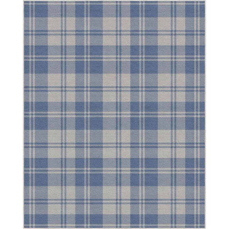 Well Woven Blue 7 ft. 7 in. x 9 ft. 10 in. Apollo Plaid Farmhouse Geometric Area Rug W-PLD-01J-7