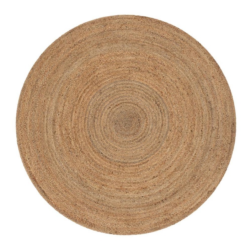 Well Woven Brielle Larissa Farmhouse Solid Pattern Natural 4 ft. x 4 ft. Round Hand-Braided Jute Area Rug BRI-42-4R
