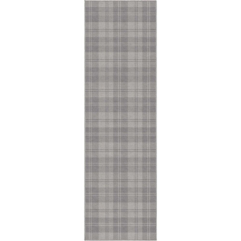 Well Woven Light Grey 2 ft. 3 in. x 7 ft. 3 in. Runner Apollo Plaid Farmhouse Geometric Area Rug W-PLD-01C-2
