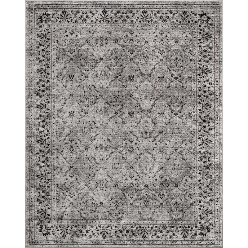 Well Woven Zazzle Argos Vintage Trellis Border Grey 9 ft. x 12 ft. Area Rug ZAZ-37-8