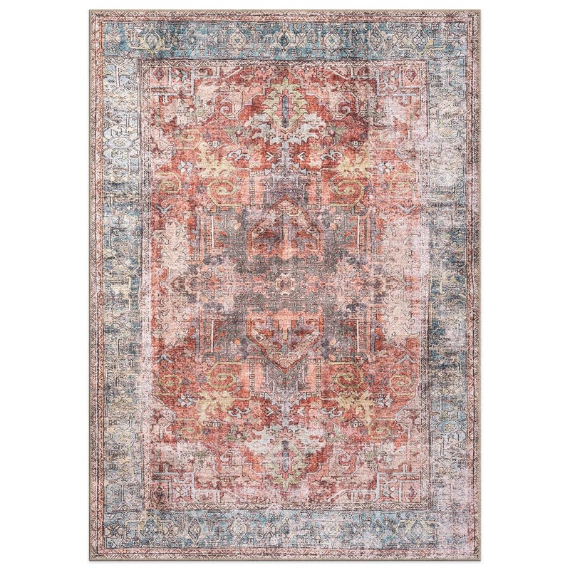 World Rug Gallery Amber Multi 3 ft. 3 in. x 5 ft. Vintage Inspired Distressed Machine Washable Area Rug 6031MULTI3X5