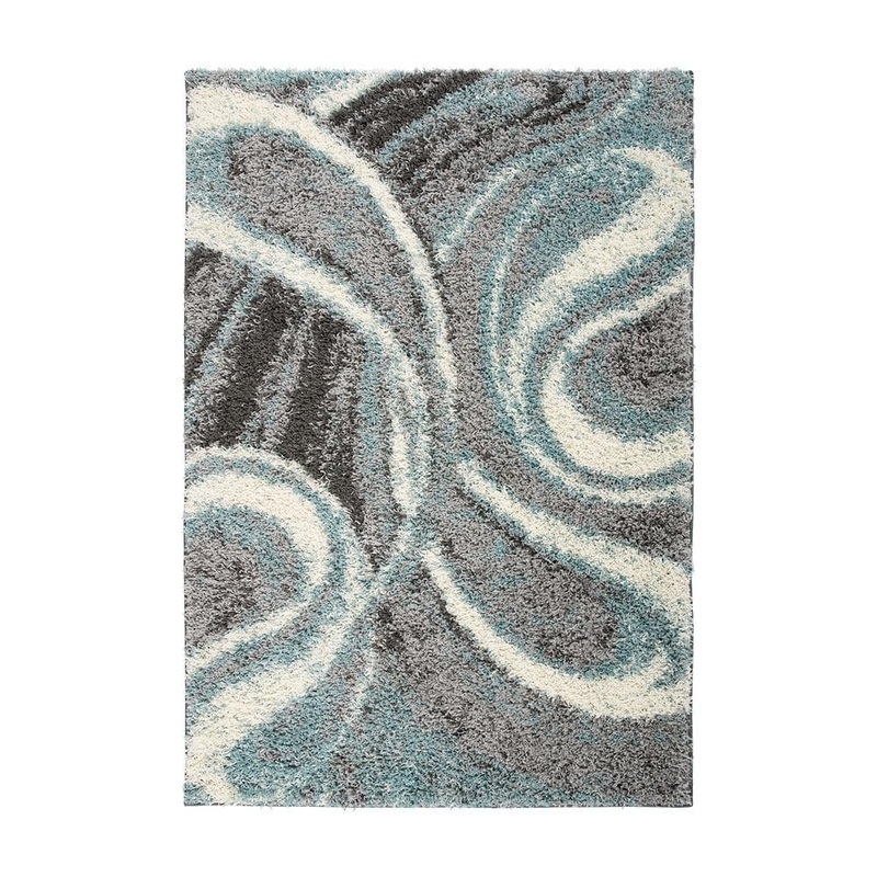 World Rug Gallery Blue 7 ft. 10 in. x 10 ft. Contemporary Cozy Plush Shag Area Rug 479Blue8x10