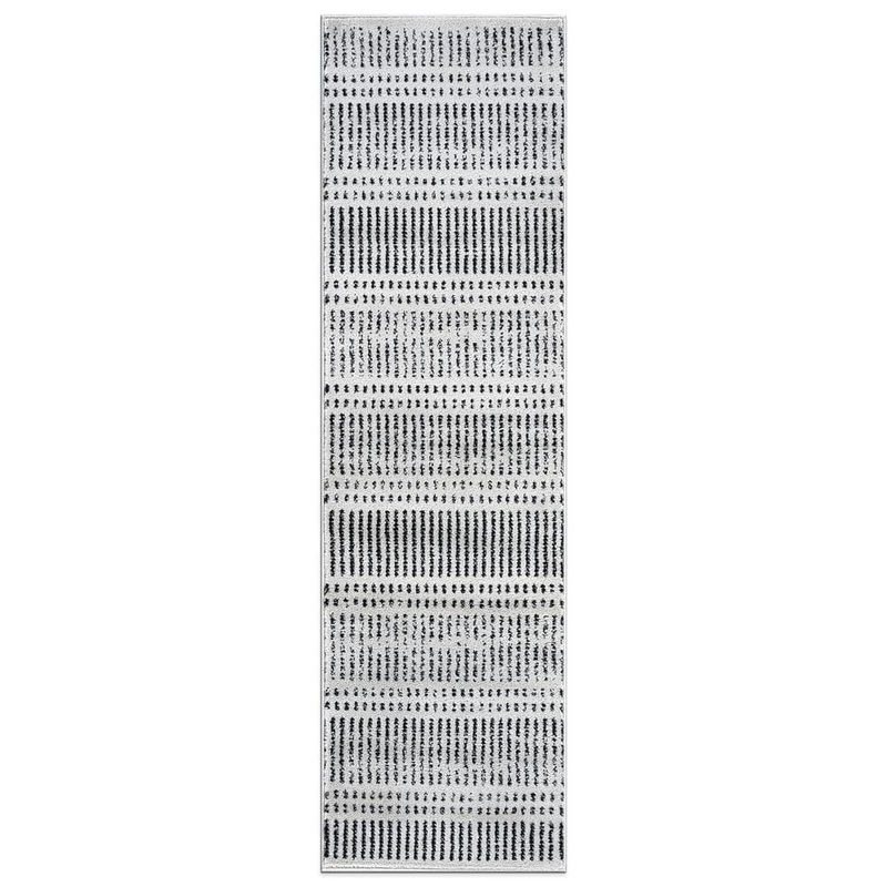 World Rug Gallery Contemporary Cream 2 ft. x 7 ft. Minimalistic Stripe Lines Runner Rug WR30CREAM2X7