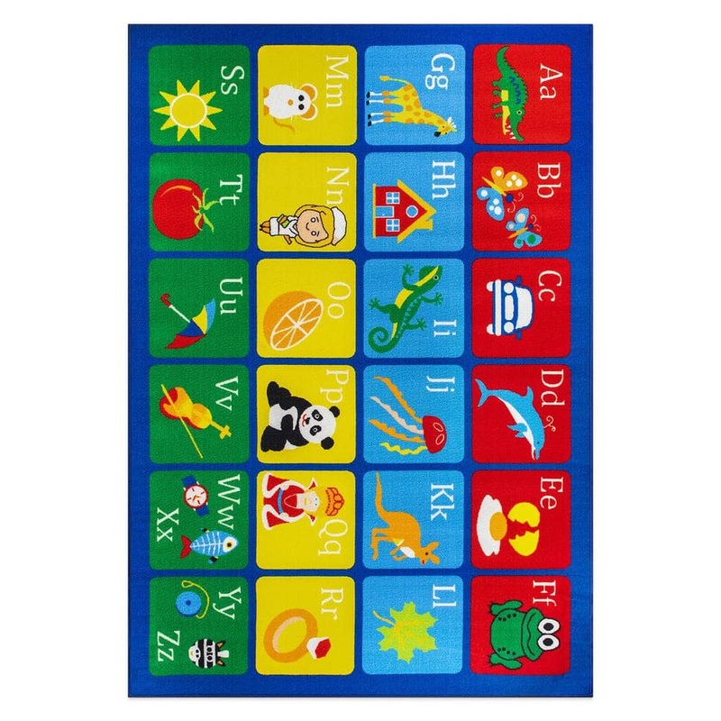 World Rug Gallery Kids Alphabet Multi 6 ft. 6 in. x 9 ft. Educational Learning Non Slip Area Rug WR28MULTI6X9