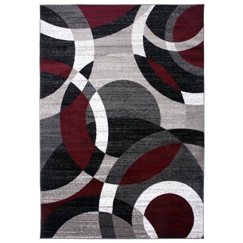 World Rug Gallery Modern Abstract Circles Red 9 ft. x 12 ft. Indoor Area Rug 105Red9x12