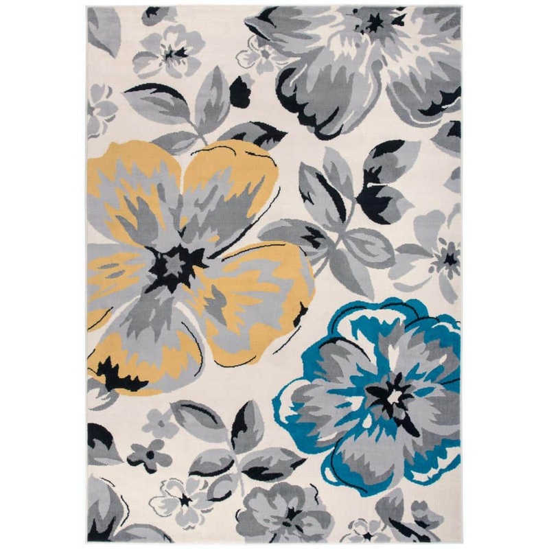World Rug Gallery Modern Contemporary Floral Design Cream 7 ft. 6 in. x 9 ft. 5 in. Indoor Area Rug 9098Cream8x10