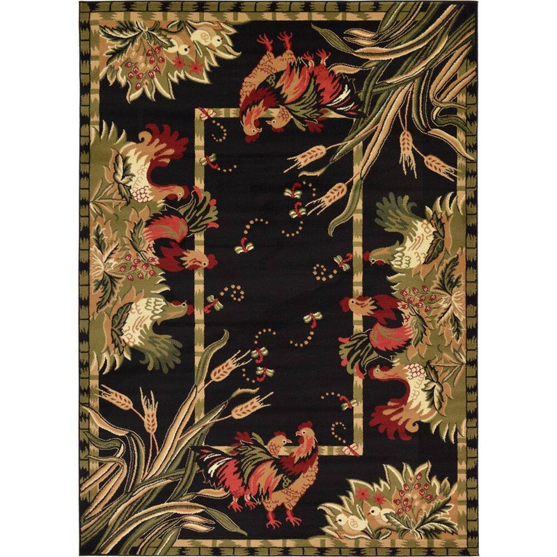Unique Loom Barnyard Farm Black 7′ 0 x 10′ 0 Area Rug 3125081