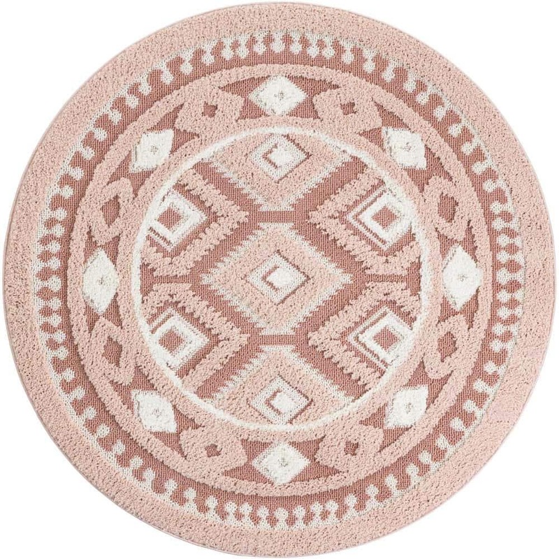 Unique Loom Boho Gigi Pink 5 ft. 3 in. x 5 ft. 3 in. Area rug 3188704