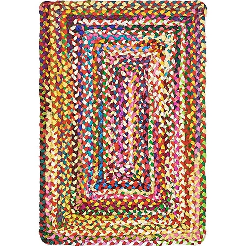 Unique Loom Braided Chindi Multi 2′ 0 x 3′ 0 Area Rug 3138911