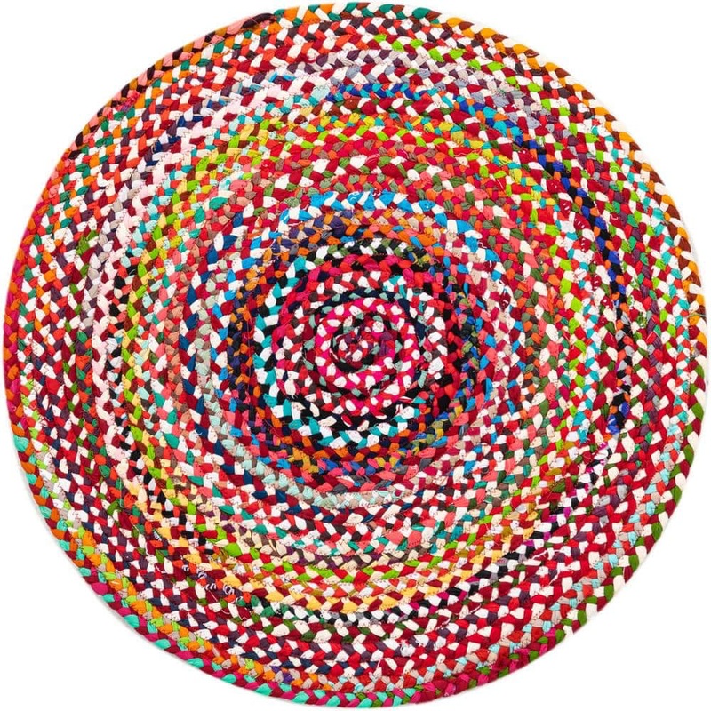 Unique Loom Braided Chindi Multi 3′ 3 x 3′ 3 Round Rug 3138917