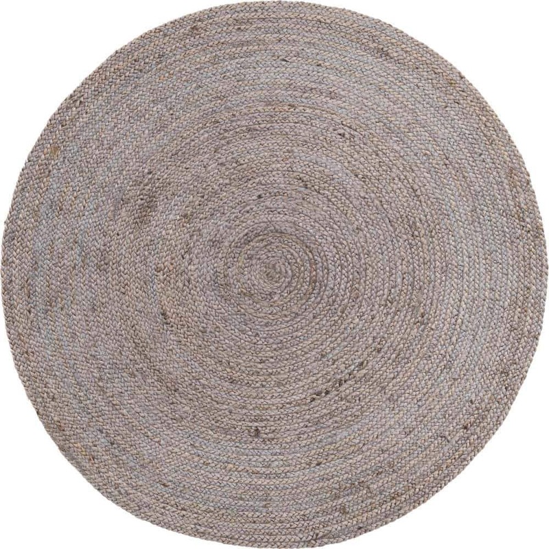 Unique Loom Braided Jute Dhaka Gray 5′ 1 x 5′ 1 Area Rug 3153083