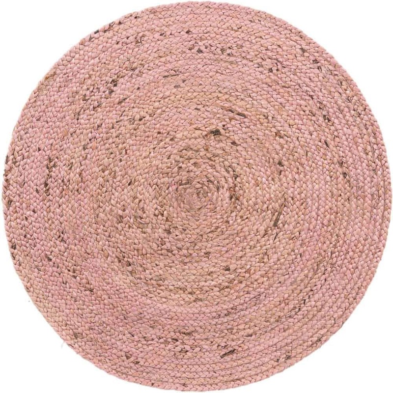 Unique Loom Braided Jute Dhaka Light Pink 3′ 3 x 3′ 3 Area Rug 3161102