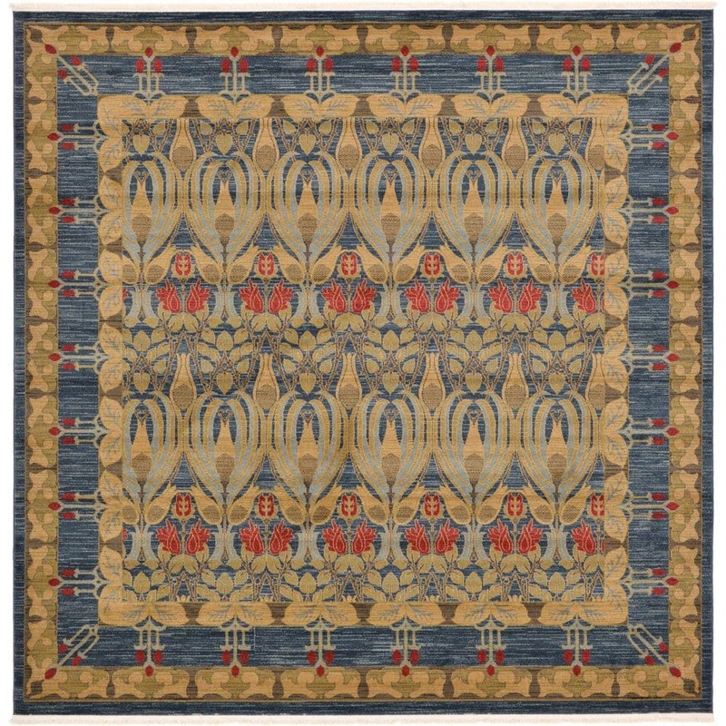 Unique Loom Edinburgh Carnation Blue 10′ 0 x 10′ 0 Square Rug 3121095
