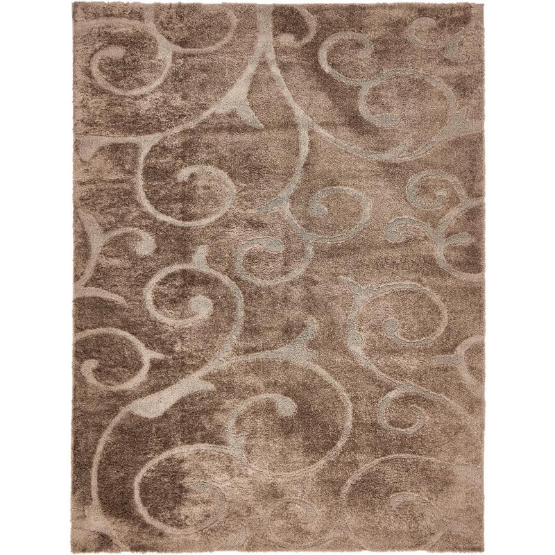 Unique Loom Floral Shag Carved Brown 9′ 0 x 12′ 0 Area Rug 3133070