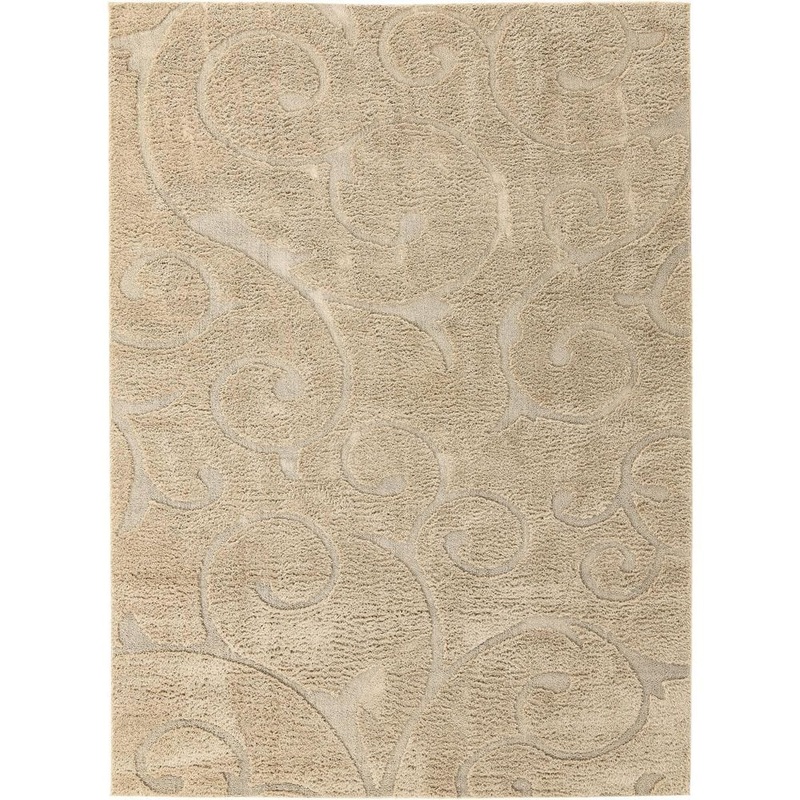 Unique Loom Floral Shag Carved Light Brown 9′ 0 x 12′ 0 Area Rug 3133112