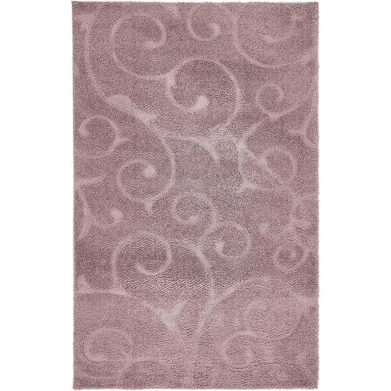 Unique Loom Floral Shag Carved Violet 5′ 0 x 8′ 0 Area Rug 3133102