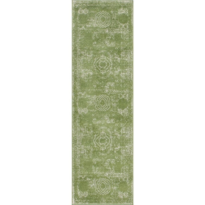 Unique Loom Green 2 ft. x 6 ft. 7 in. Bromley Runner Rug 3144320