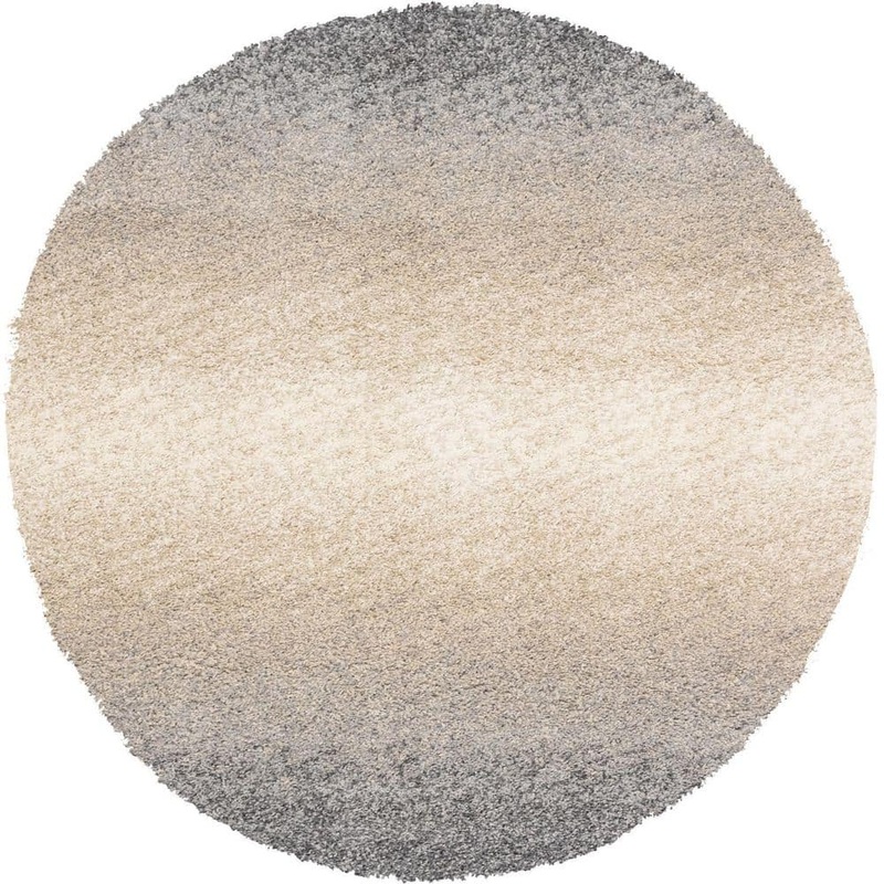 Unique Loom Hygge Shag Gradient Gray 5 ft. x 5 ft. Round Rug 3143989