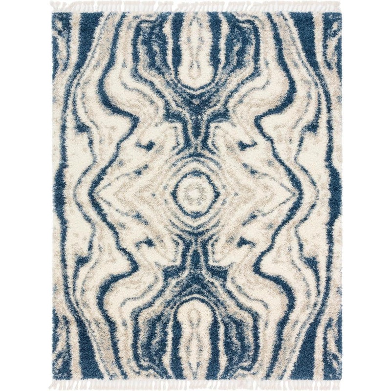 Unique Loom Hygge Shag Valley Blue 8 ft. x 10 ft. Area Rug 3143984