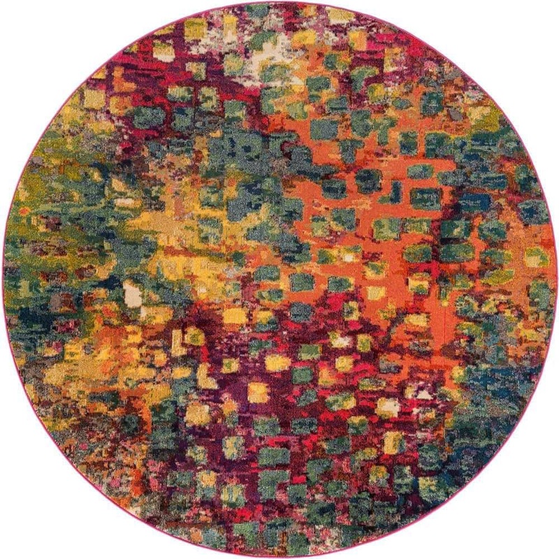 Unique Loom Jardin Ivy Multi 8′ 0 x 8′ 0 Round Rug 3119805