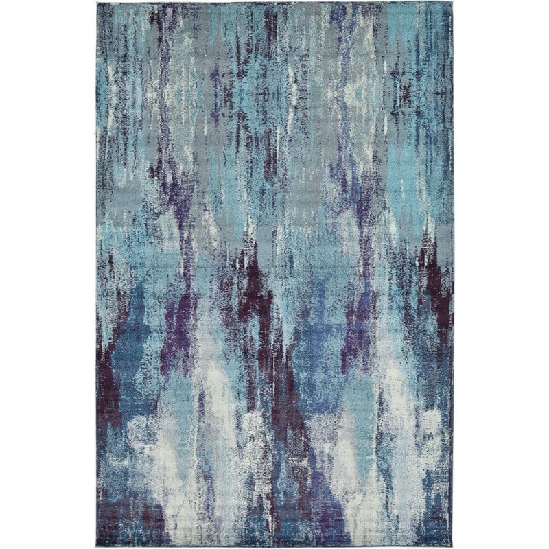 Unique Loom Jardin Lilly Blue 10′ 6 x 16′ 5 Area Rug 3128065