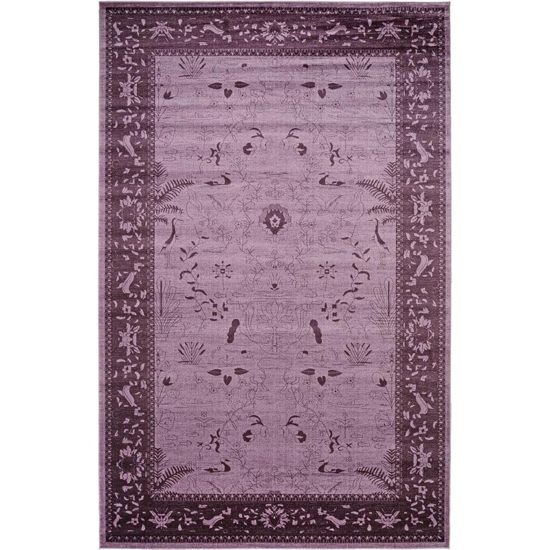 Unique Loom La Jolla Floral Violet 10′ 6 x 16′ 5 Area Rug 3114657
