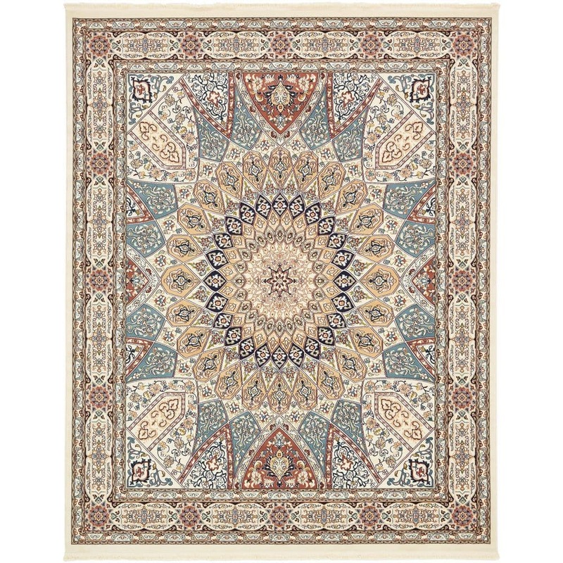 Unique Loom Narenj Collection Area Rug – Adams (7 ft. 10 in. x 10 ft. Rectangle Ivory/Burgundy) 3135754
