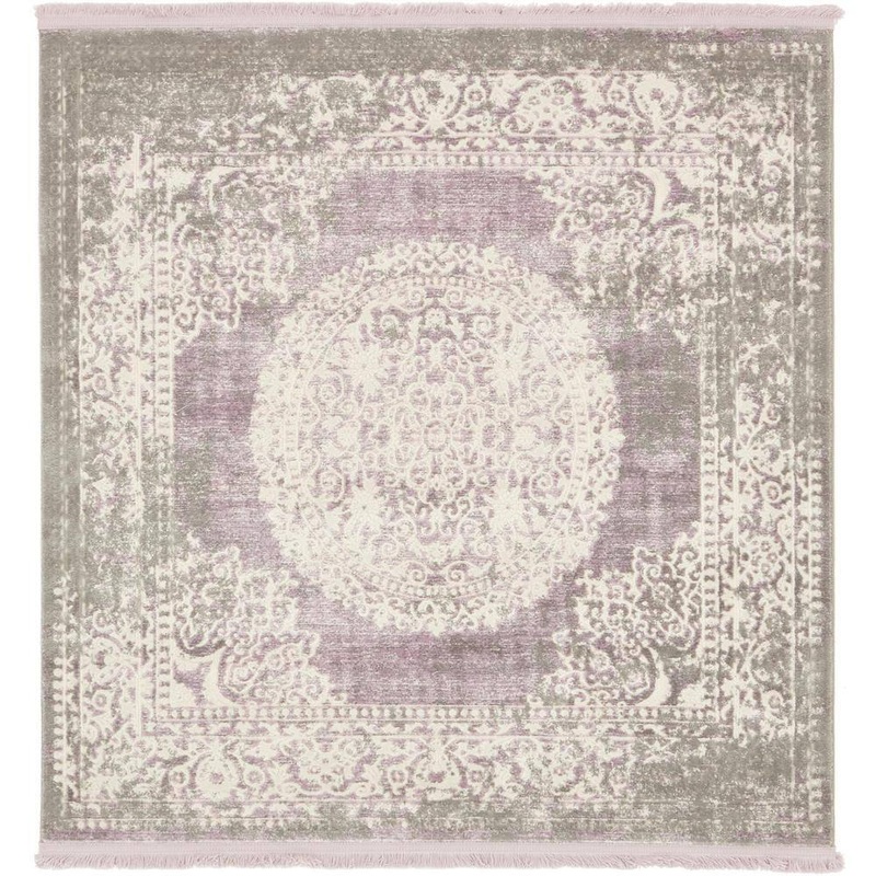 Unique Loom New Classical Olwen Purple 4′ 0 x 4′ 0 Square Rug 3137278