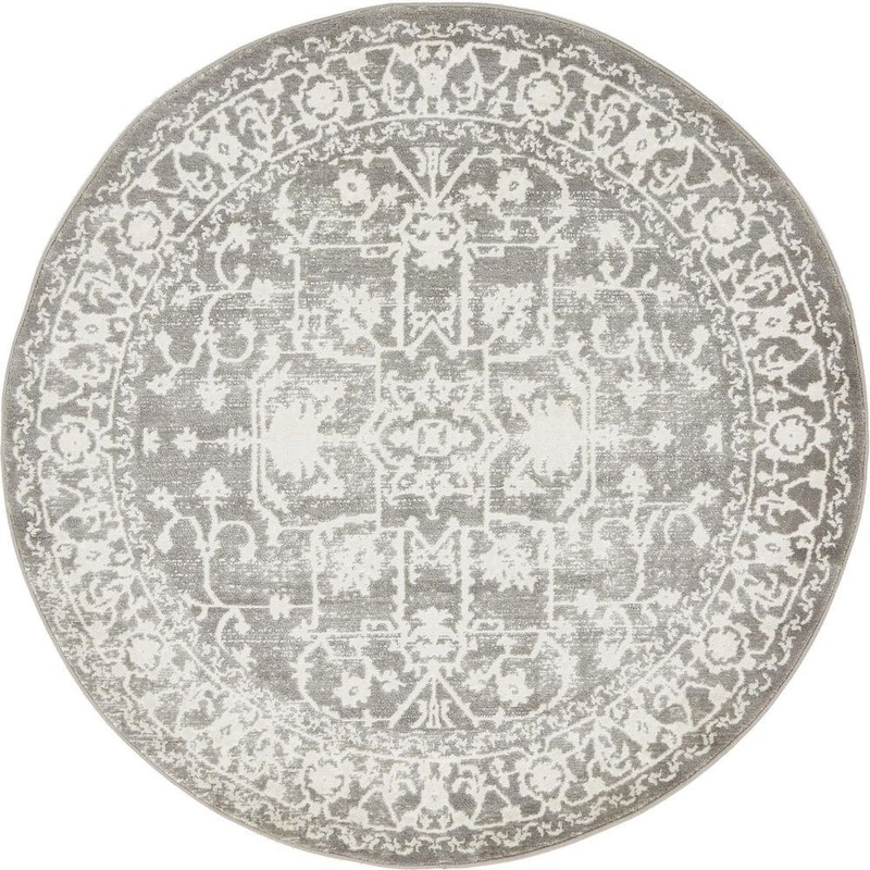 Unique Loom New Classical Olympia Gray 4′ 0 x 4′ 0 Round Rug 3133032