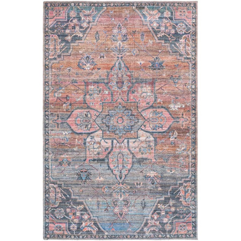 Unique Loom Nostalgia Gem Multi 4 ft. x 6 ft. Machine Washable Area Rug 3177865