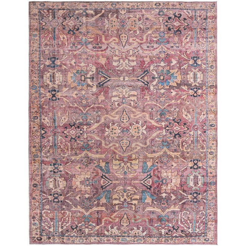 Unique Loom Nostalgia Katie Pink 9 ft. x 12 ft. Machine Washable Area Rug 3177808